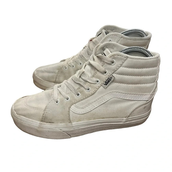 Vans Sk8-Hi Canvas Shoe True White - Youth Size 3.0 - Picture 6 of 10